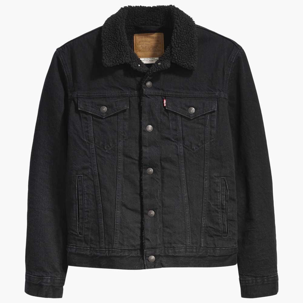 LEVI’S Premium Trucker Black Sherpa Lined Denim Jacket